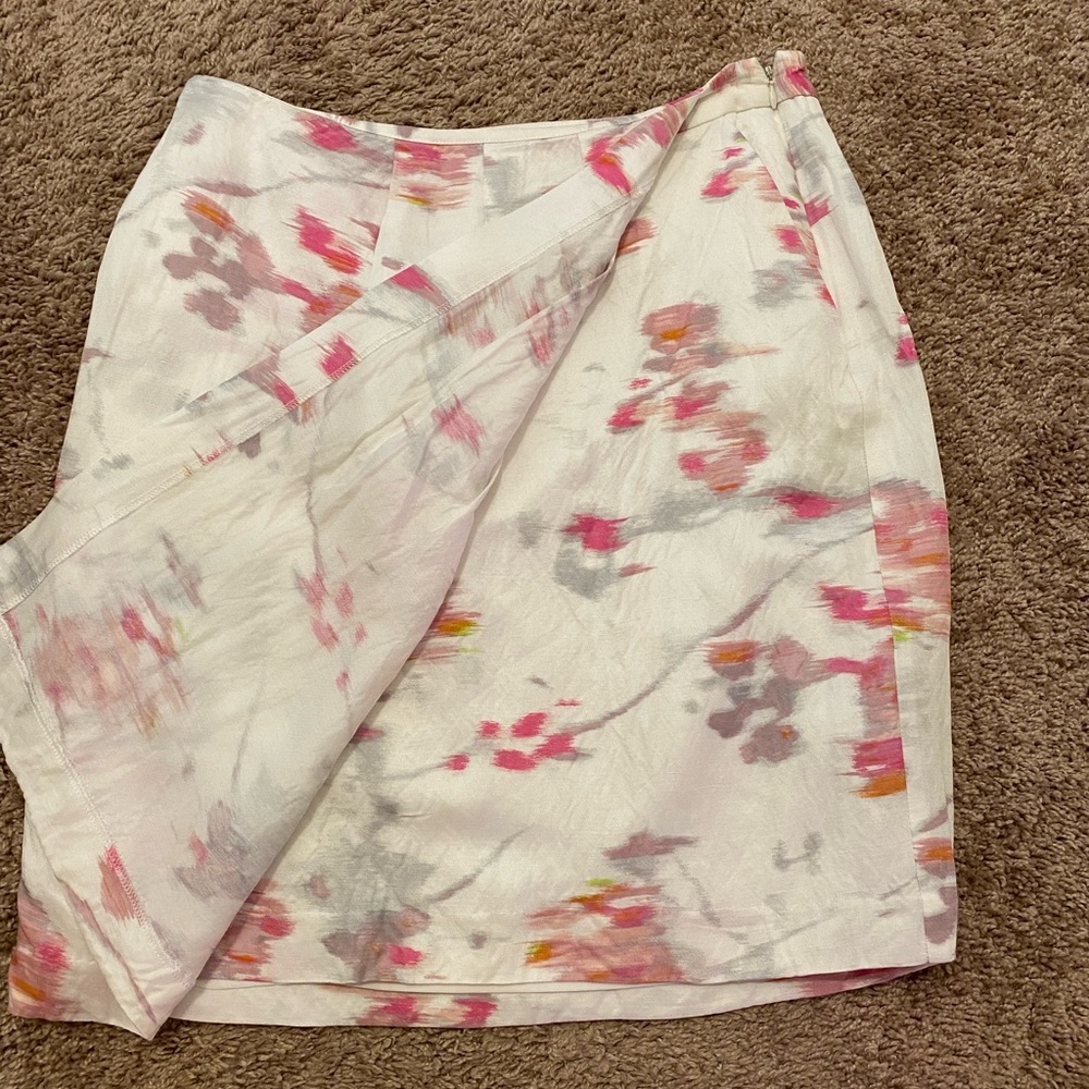 BANANA REPUBLIC Silky Dress skirt pockets zipper Faux Wrap & inner lining Sz 10